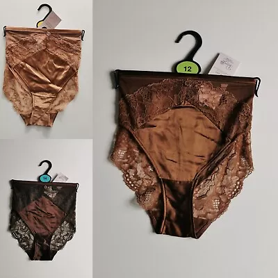 M&S Rosie Silk & Lace High Leg Knickers 10-28 UkTopaz Rich Quartz Rich Amber • £8.99