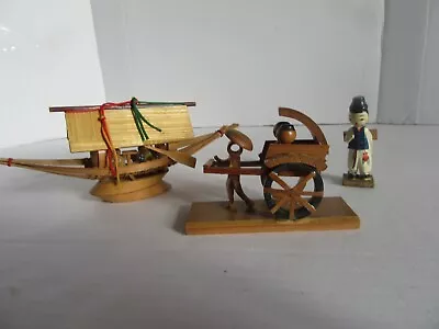 £12.99 • Buy Wooden Oriental Sampan Fishing Boat / Junk + Rickshaw Figures.