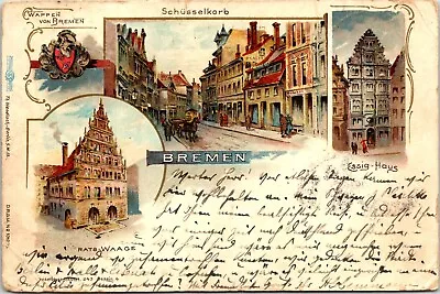 Postcard 1900 Wappen Von Bremen Scusselkorb Essig Haus Rats Waage Germany A97 • $4.99