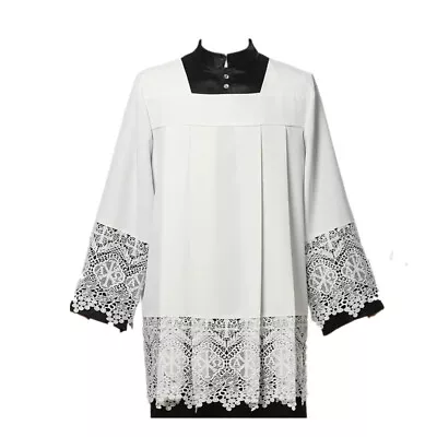 Catholic Clergy Surplice With Lace Band Mass Liturgical Priest Clergy's Garment • $44.99