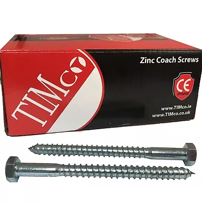 TIMco M12 X150mm 6  Lag Bolts ZINC 12mm Coach Screw Hex Hexagon Head Timber Wood • £6.51