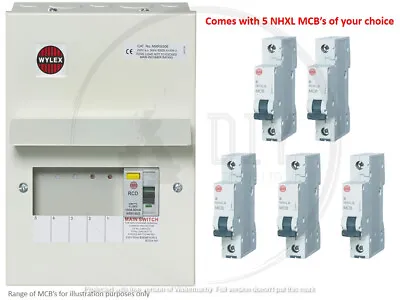 £69.99 • Buy Wylex NMRS506L Amendment 3 Metal 5 Way Consumer Unit 80A 30mA RCD C/W 5 MCB's