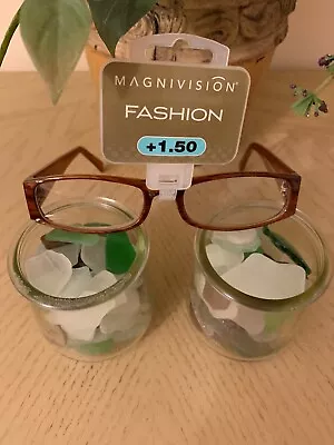 Reading Glasses By MAGNIVISION Fashion +1.50 Suzanna BRN New~ Retail $21.99 • $11