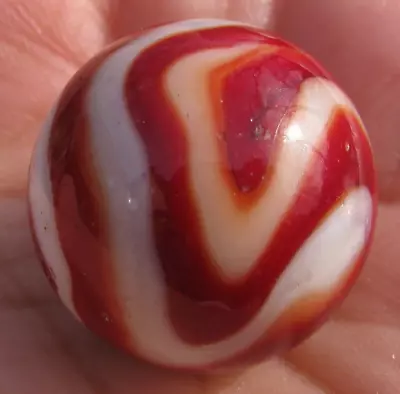 Vintage Alley Agate ? Big .93  Dark Maroon Red Corky Swirl Shooter Marble NR! • $11.50