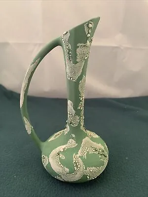 Vintage Green With White Ewer Pitcher Vase Made In 1959 In Hibbing MN • $12.95