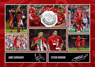 Jamie Carragher & Steven Gerrard Signed Pre-Print A4 Montage PHOTO Gift Print • £6.95