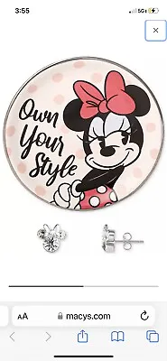 Disney Own Your Style Children Minnie Mouse Clear Stud Earrings Trinket Dish NIB • $50