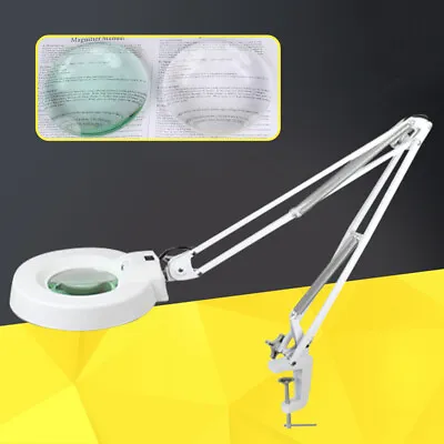 10/20X Magnifier Clamp Style Lamp LED Workbench Reading Magnifying Glass Lens • $49.99