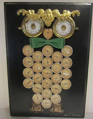 VINTAGE OWL ART MADE OF COMPASSES / Watch Pieces One Of A Kind Signed  • $65