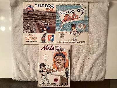 New York Mets   1965 1966 1968  Yearbooks (3) Excellent Condition • $132.99