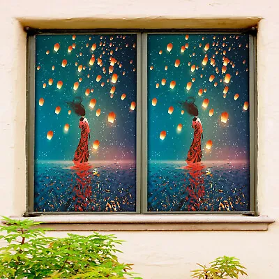 3D Kongming Lantern ZHUA550 Window Film Print Sticker Cling Stained Glass UV • $29.99