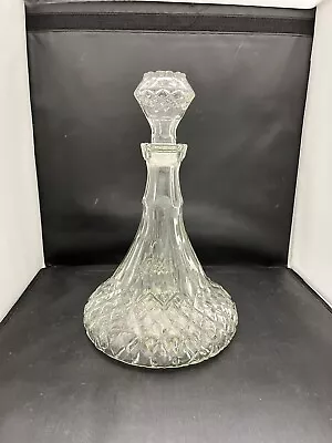 Vtg LIBBEY Pressed Glass Cambridge Ship Whiskey  Barware Decanter & Stopper • $22.49