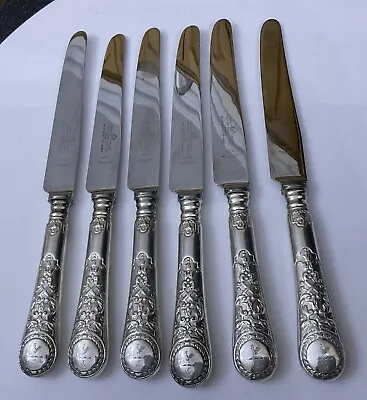 Vintage 6 HB&H Silver Plate EPN 25cm VENETIAN ITALIAN Patt Dinner Knives Cutlery • $191.65