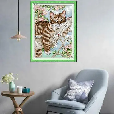 £10.70 • Buy Stamped & Counted Cross Stitch Kit 11CT Embroidery Craft -  Cat
