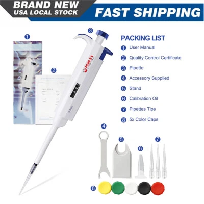 $32.99 • Buy Four E's 0.1ul-10ml Lab Micropipette Volume Adjustable Pipette Single Channel US