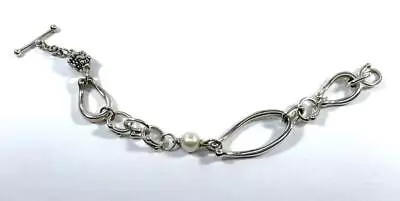 Michael Dawkins 925 Sterling Silver & Pearl Toggle Bracelet   #jw177 • $39.95