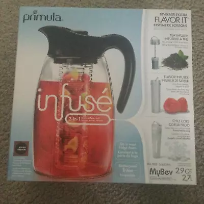 Primula Tritan Infusion 1 Gallon  Clear Tea Fruit Pitcher Black Top New • $24.99