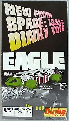 1974 DINKY TOYS EAGLE TRANSPORTER SPACE 1999 Cardboard Easel-back Ad Piece • $500
