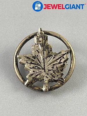 Signed Sterling Silver Maple Leaf Pin Vintage 18mm X 17mm Tarnish 1.6 G #eb557 • $14.99