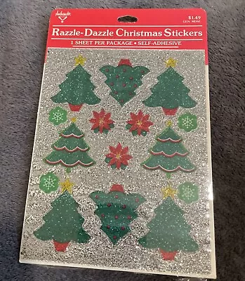 Vintage 80's Hallmark Razzle Dazzle FOIL Sticker Sheet  Christmas - SEALED • $20
