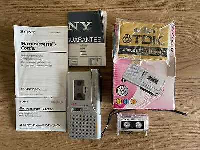 £39.99 • Buy Sony M-540V VOR Handheld Cassette Voice Recorder Microcassette And Tape - Works