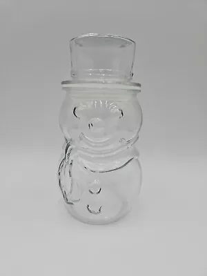 Clear Glass Snowman Top Hat Lid Christmas Candy Canister Jar Vintage • $9.99