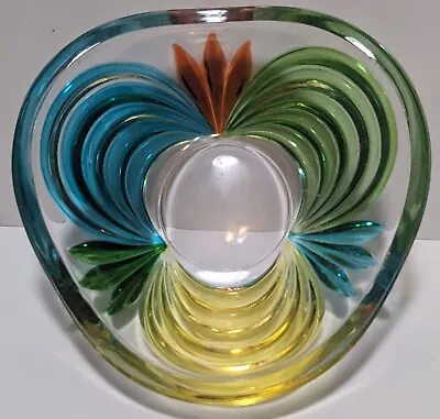 Murano Italy Handpainted Red Blue Green Yellow Glass Mini Bowl Dish IMPERFECT • $17.99