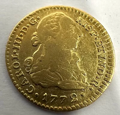 1772 Spanish Escudo Carlos III Gold Coin • $719.99