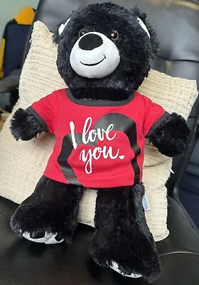 BAB Build A Bear Valentines ‘I Love You’ Red And Black Hearts Bear • £13.99