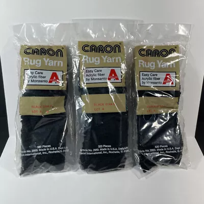 Caron Rug Yarn Latch Hook 0144-9 Black 3 Vintage Packages New Old Stock USA • $5.50