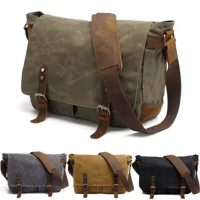 Laptop Bag Mens Vintage Casual Canvas Messenger Bag Men's Military • £37.72