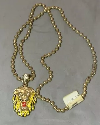 Lion Head Necklace Gold Tone Bling Iced • $10