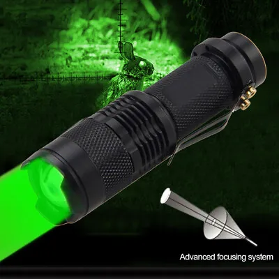 TAC Green Light LED Flashlight Zoom Torch Hunting Astronomy Night Vision Optics • $3.99