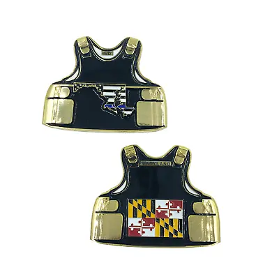 B-006 Maryland LEO Thin Blue Line Police Body Armor State Flag Challenge Coin • $19.99