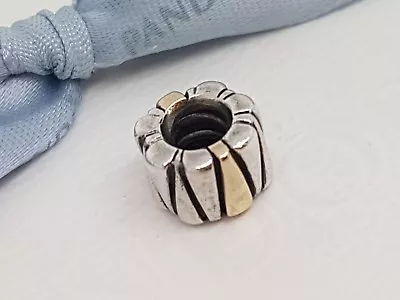 $45 • Buy Authentic Pandora Two Tone Silver & 14ct 14k Gold Triangles Charm 790357