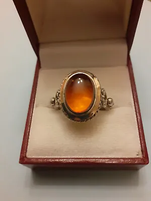 QVC STERLING SILVER + BALTIC AMBER RING Size S+ (9.8 Grams) • £27.50