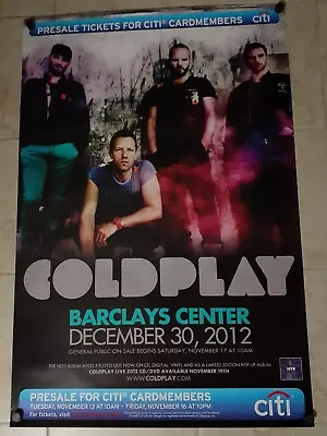 Coldplay Rare Industry Promoter Concert Poster 2012 Brooklyn Nyc 24x36 • £43.42