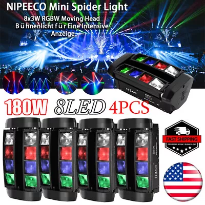 180W 8 LED Spider Moving Head Beam Stage Lighting RGBW DMX Disco Party DJ Lights • $79.99