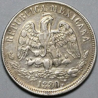 1880-As Dot Mexico 50 Centavos XF Alamos Mint Balance Scale Coin (23122809R) • $199