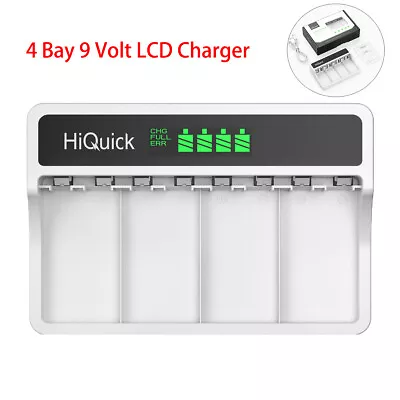 HiQuick 4 Bay 9 Volt LCD Charger For 9V NiMH NiCD Li-ion Rechargeable Battery • $9.99