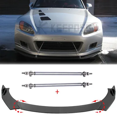 Carbon Fiber Front Bumper Lip Splitter Spoiler Kit + Strut Rods For Honda S2000 • $95.11