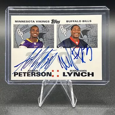 ADRIAN PETERSON & MARSHAWN LYNCH Topps Rookie Premiere Dual Autograph Card 2007 • $250