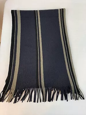 Scarf Mens  100% Acrylic Knit  Stripe Scarf W/ Fringe • $18