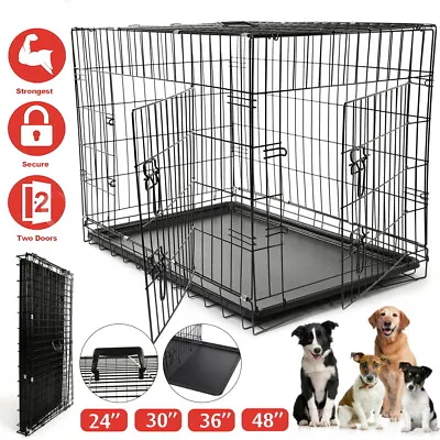 £59.99 • Buy UK Pet Dog Cage Crate Kennel Cat Collapsible Metal Cages 24 ~ 48  Playpen Large