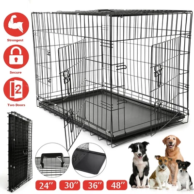 £59.99 • Buy UK Pet Dog Cage Crate Kennel Cat Collapsible Metal Cages 24 ~ 48  Playpen Large