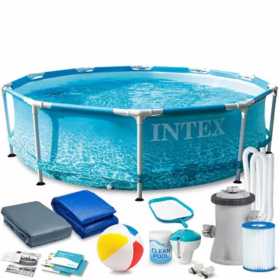 SWIMMING POOL SET Intex 305cm 10ft Round Frame 15in1 Set [25 CHEMISTRY TABLETS] • £219.99