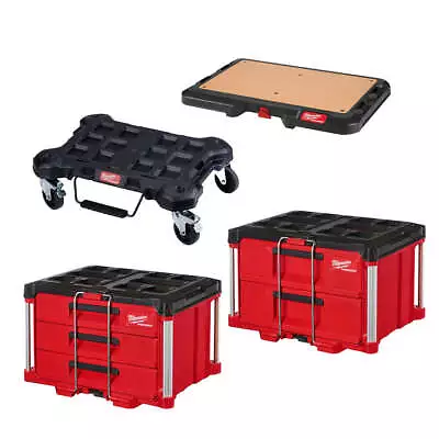 Milwaukee 48-22-8442PO PACKOUT 3 / 2 Drawer Combo Tool Box W/ Work Top / Dolly • $464.52