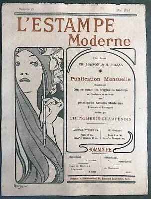 ALPHONSE MUCHA  Original  PRINT    L' ESTAMPE MODERN 1898 • $338.30