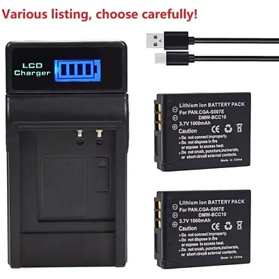 Battery Or LCD Charger For Panasonic Lumix DMC-TZ3 DMC-TZ2 CGA-S007CGA-S007A/1B • £21.59