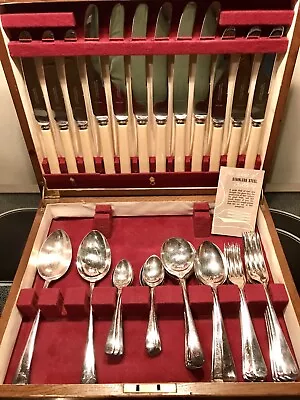 Antique Oak Cased Epns Stainless Epns 49-piece Cutlery Set W.r. Humphreys & Co • $131.98